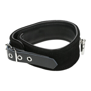 Leder Halsband mit Ring der O Schwarz