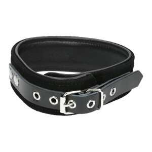 Leder Halsband mit Ring der O Schwarz