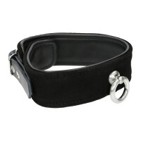 Leder Halsband mit Ring der O Schwarz