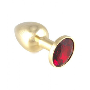 Luxus-Plug aus Edelstahl in Gold-Optik Rot