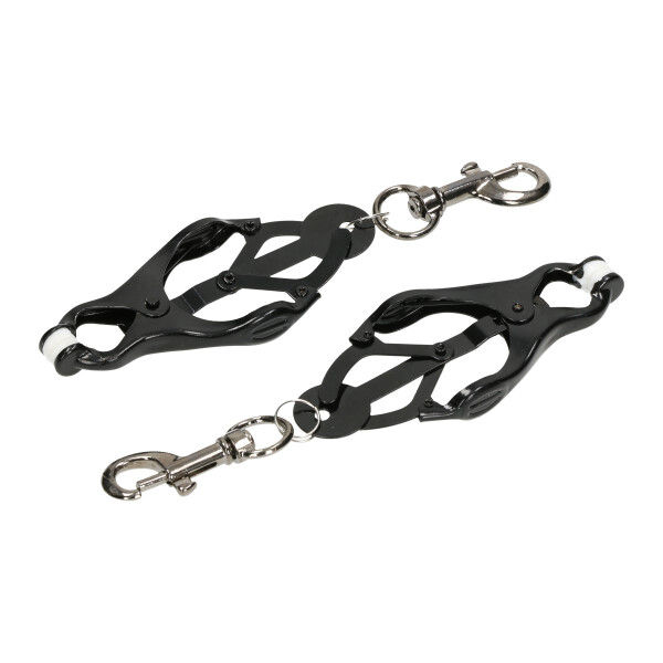 schwarze Clover Clamps mit kleinen Karabinern