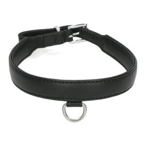 Leder-Halsband mit kleinem D-Ring schwarz