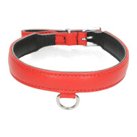 Leder-Halsband mit kleinem D-Ring rot