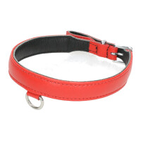 Leder-Halsband mit kleinem D-Ring rot