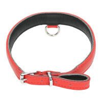 Leder-Halsband mit kleinem D-Ring rot