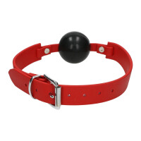 Ballknebel aus Biothane mit Silikonball - rot/schwarz