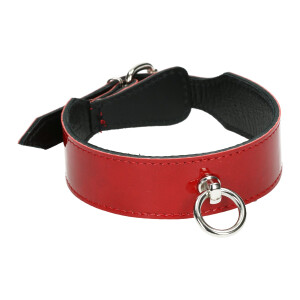 Premium Halsband der O. aus Lackleder Rot S/M