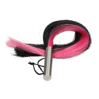 Premium Rosshaarpeitsche mit Edelstahlgriff - Schwarz/Pink