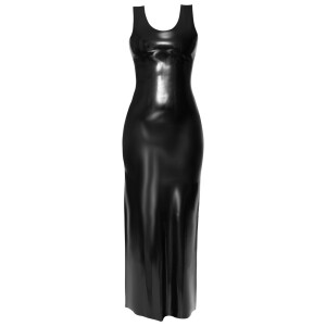 langes Kleid aus schwarzem Latex