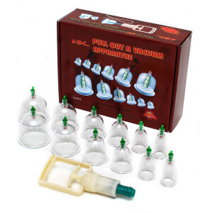 Chinese Cupping Set - mit 12 Cups und Handpumpe