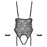 Spitzen-Body ouvert im Harness-Look S