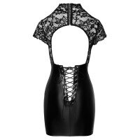Noir  -  Kleid aus Wetlook und Spitze XL