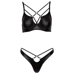 Wetlook Dessous-Set mit Stretchriemen 80B/M