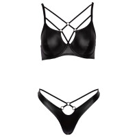 Wetlook Dessous-Set mit Stretchriemen 80B/M